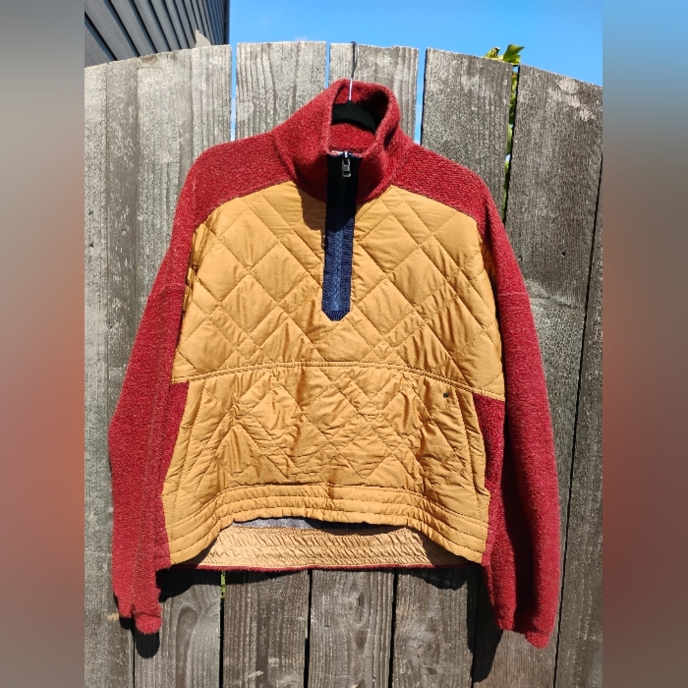 Prana Glen Ivy Quilted Wool Blend Pullover Gingerbread Jacket M
